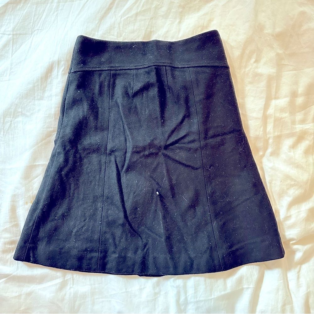 J. Crew Black Felted Wool A-Line Skirt Size Small